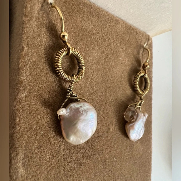 Besalon Baroque Pearl Drop Earrings for Women, 14K / 16K - Picture 1 of 4